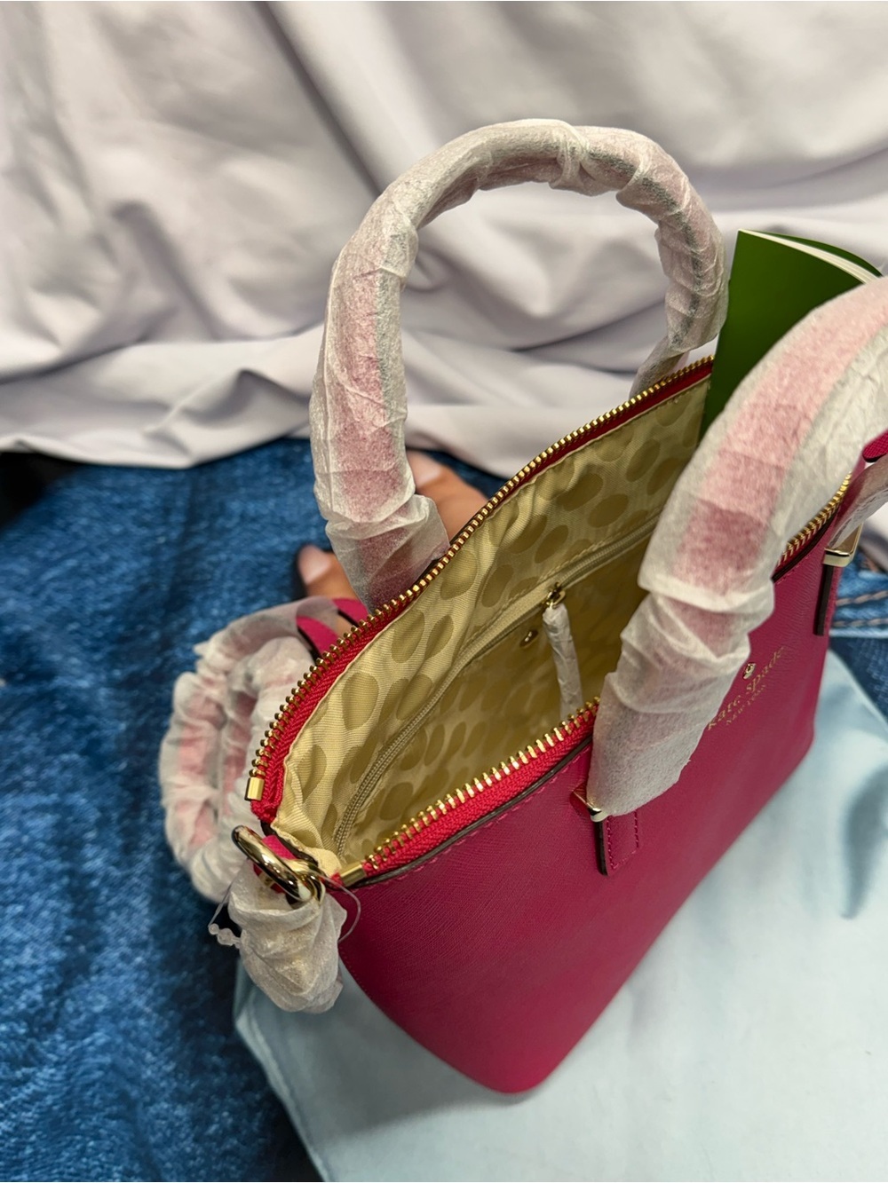 (new+tag) Kate Spade Hot Pink Saffiano Leather Crossbody Satchel Gold Hardware - Picture 5 of 11